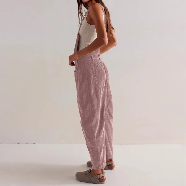 Design Black Corduroy Wide-Leg Overalls Pants - 28