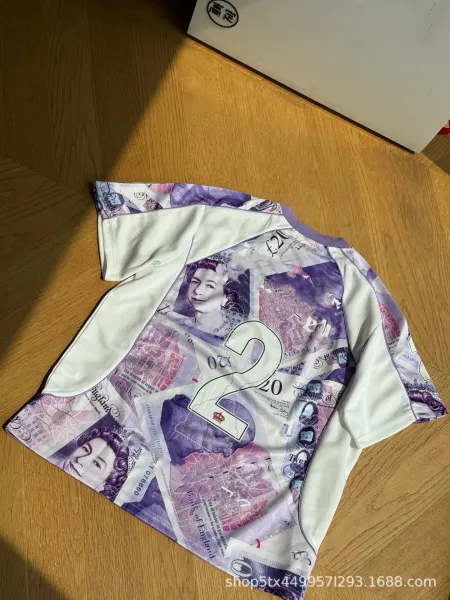 Design Banknote Print Graphic T-Shirt White Purple Multicolor - 4