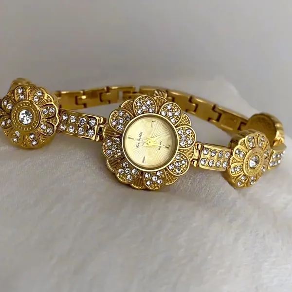 Design Bee Siller Floral Crystal Gold Tone Quartz Watch Watches - 1