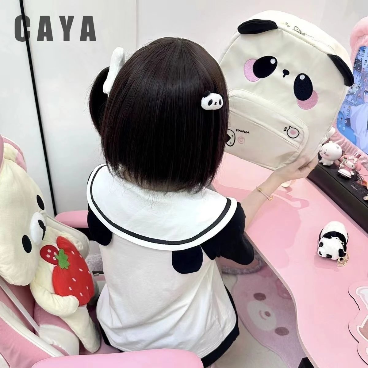 Design Panda-Themed Kawaii Backpack White Mini Backpack - 5
