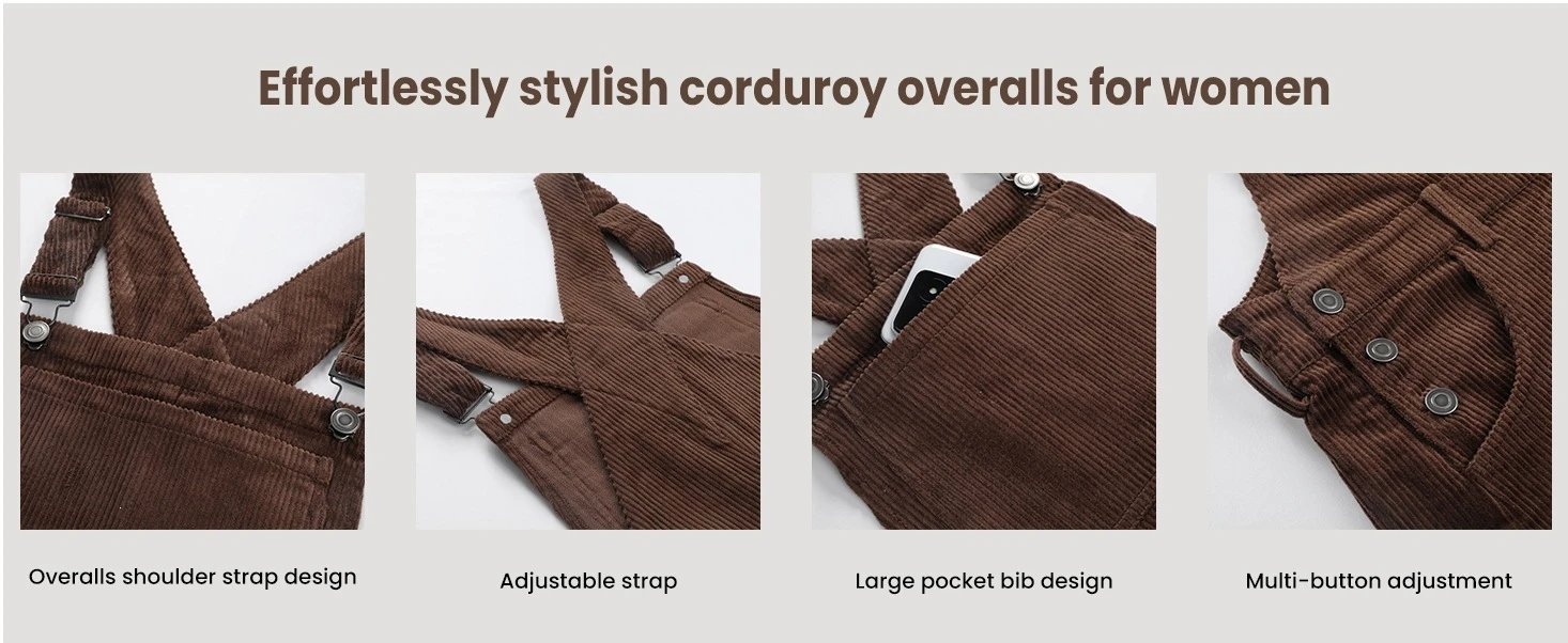 Design Black Corduroy Wide-Leg Overalls Pants - 41