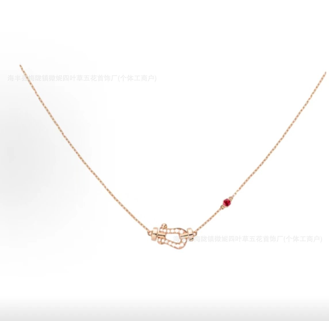 FRED Force 10 Mini Necklace Rose Gold with Ruby and Diamonds Jewelry