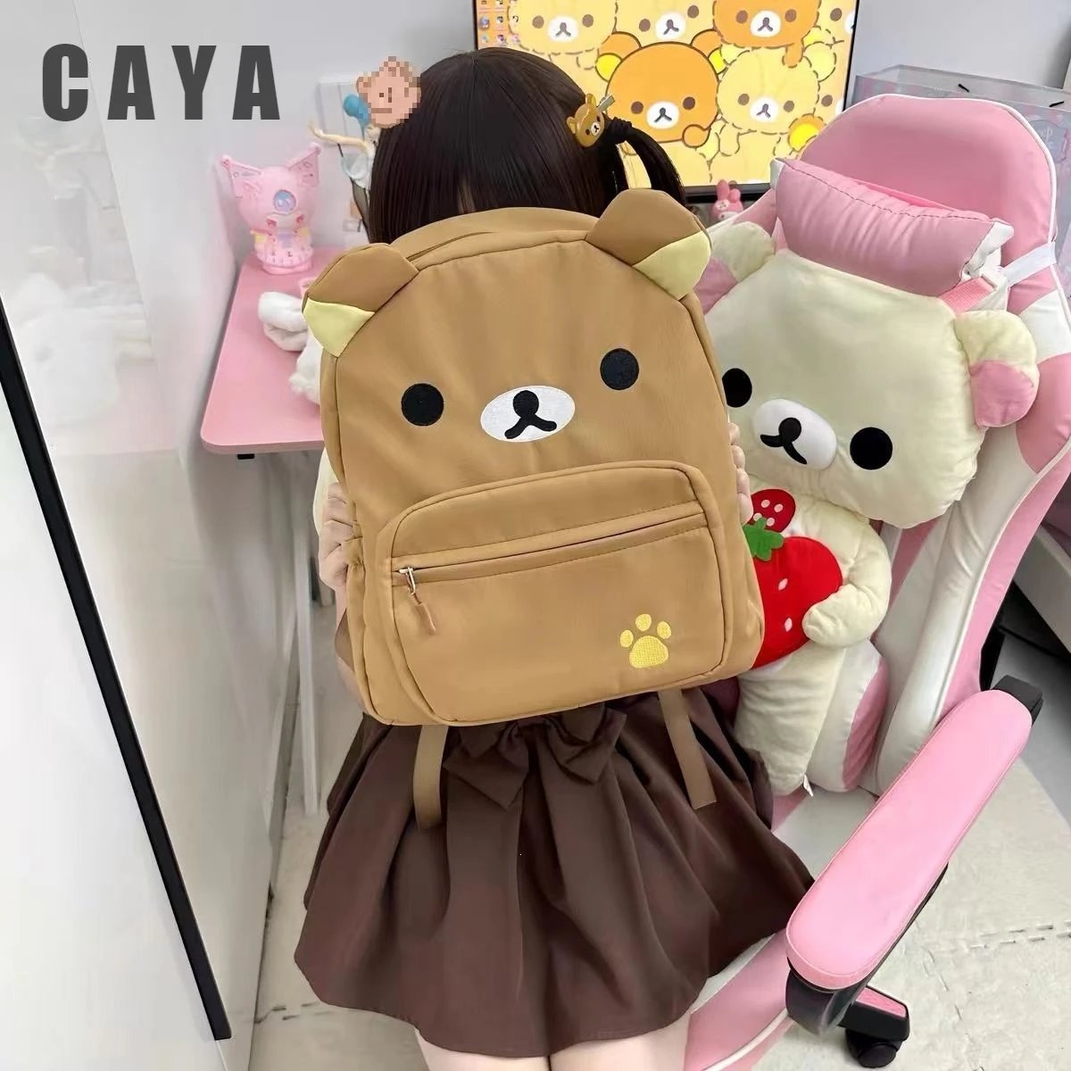 Design Panda Print Backpack White Casual Backpack Mini Backpack - 7