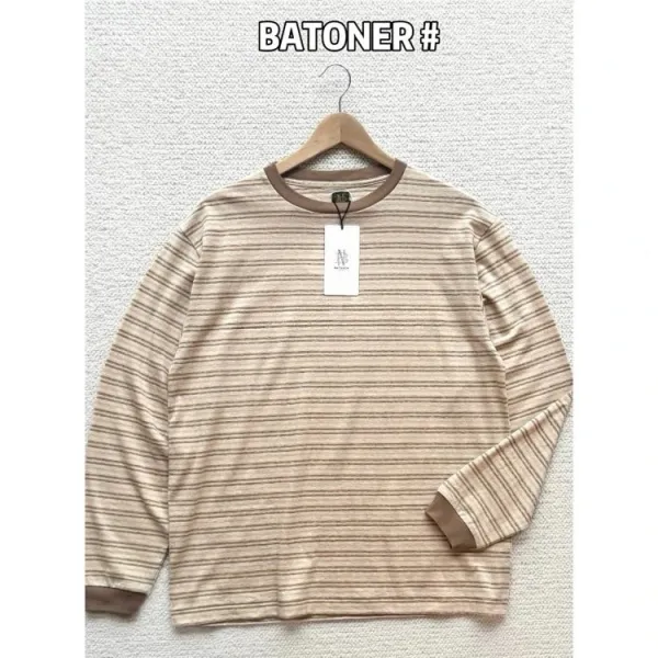 Design Striped Crewneck Sweater Beige Multicolor - 4