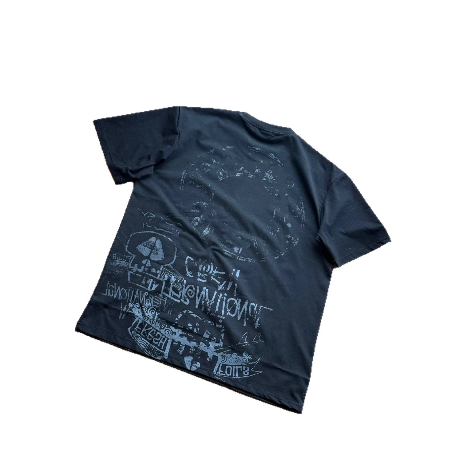 Graphic Print Black White Skull Streetwear T-Shirt