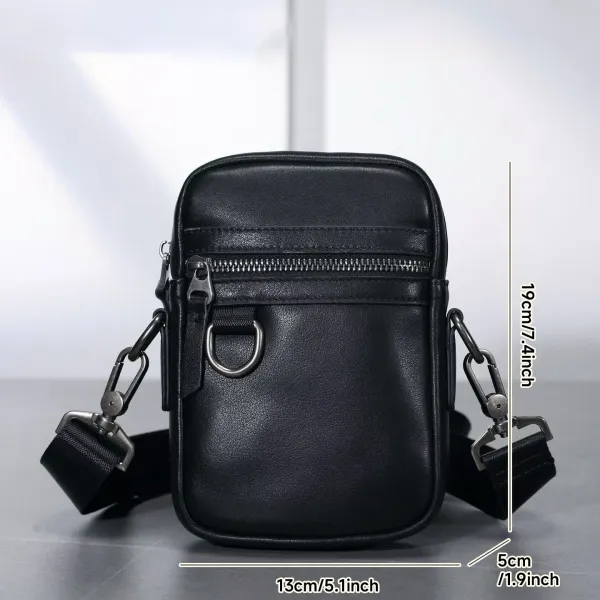 Design Minimalist Leather Crossbody Bag Black - 3