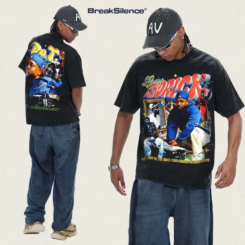 BreakSilence K Dot Graphic Print White Streetwear T Shirt