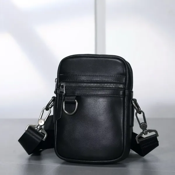 Design Minimalist Leather Crossbody Bag Black - 4