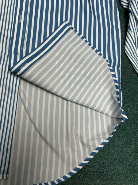Design Striped Button-Up Shirt Blue and White - 7