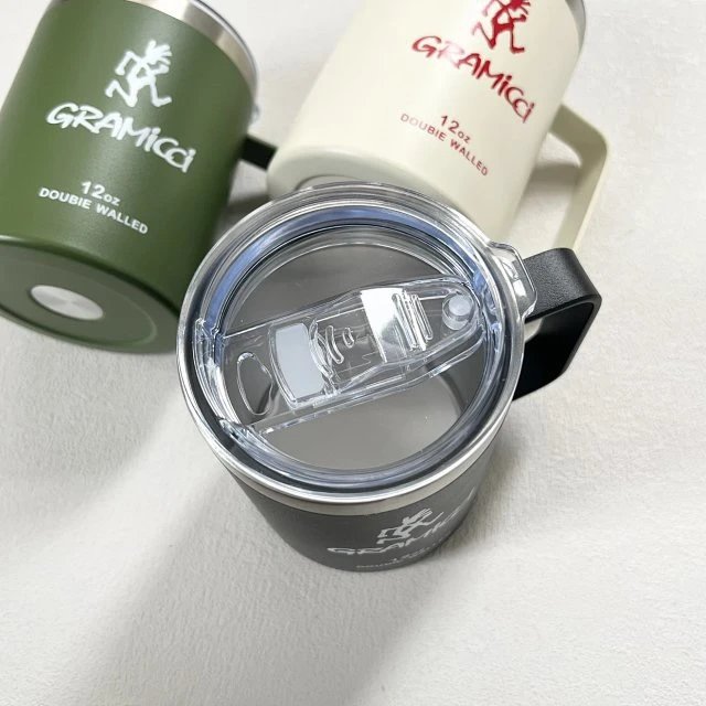 Design Gramici 12oz Double Walled Insulated Mug in Cream, Olive Green, and Black Accessories - 19
