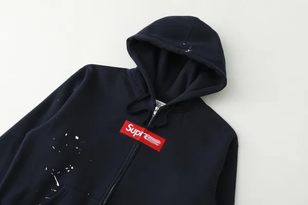 Supreme Paint Splatter Box Logo Zip-Up Hoodie Navy - 16