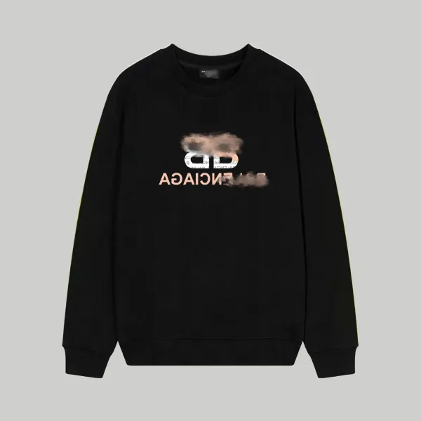Balenciaga Distorted Logo Black Hoodie - 1