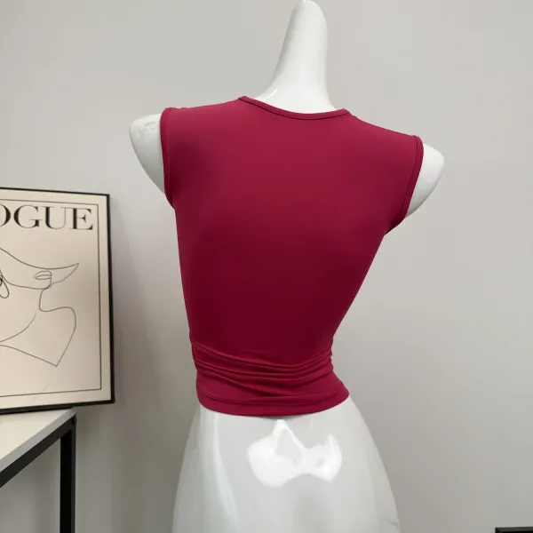 Design Square-Neck Sleeveless Top Beige + Pleated Skort Orange Activewear Set - 20