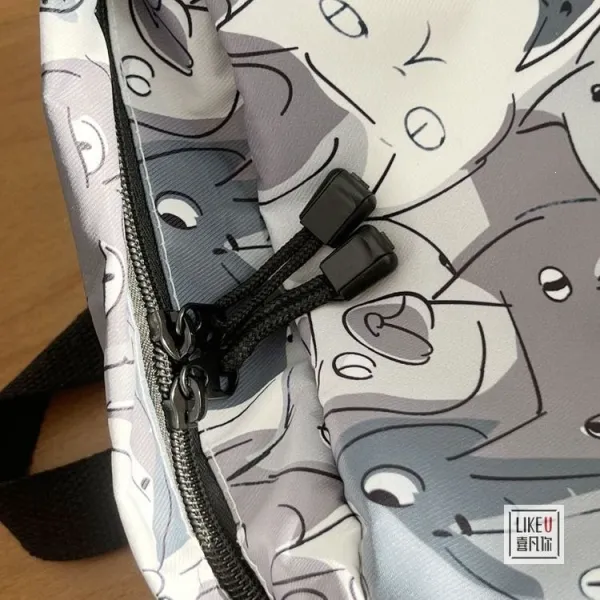 Design Cat Print Gray Multicolor Casual Backpack - 21