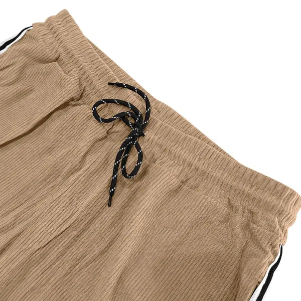 Design Corduroy Track Pants Black with White Stripes Sweatpants - 36