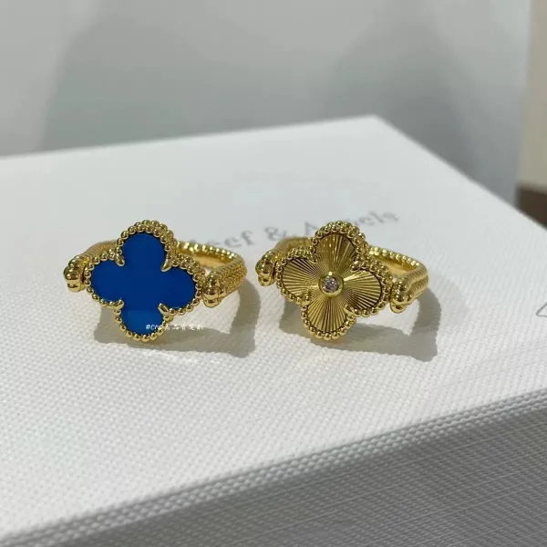 Van Cleef & Arpels Alhambra Motif Ring Collection Red Enamel and Gold Rings Jewelry - 10