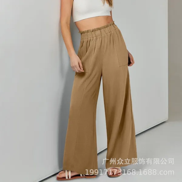 Design Wide-Leg Elastic Waist Pants Olive Green - 27