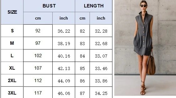 Design Sleeveless Button-Front Shirt Dress in Charcoal Gray - 3