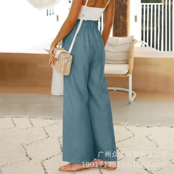 Design Wide-Leg Elastic Waist Pants Olive Green - 29