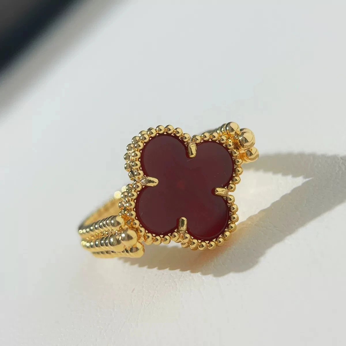 Van Cleef & Arpels Alhambra Motif Ring Collection Red Enamel and Gold Rings Jewelry - 15