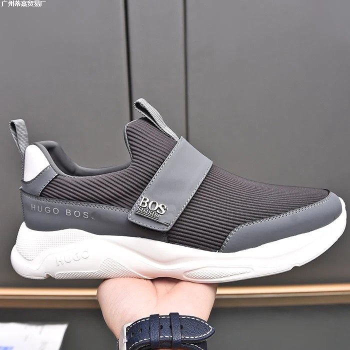 Hugo Boss Slip-On Sneakers Gray and White - 5