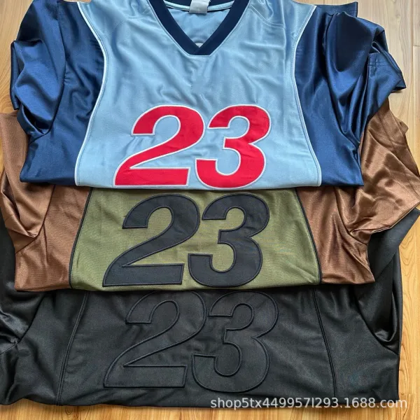 Design Basketball Shorts Light Blue with Navy and Red Numbering - 18