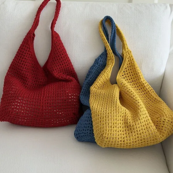 Design Handcrafted Crochet Yellow Tote Bag - 4