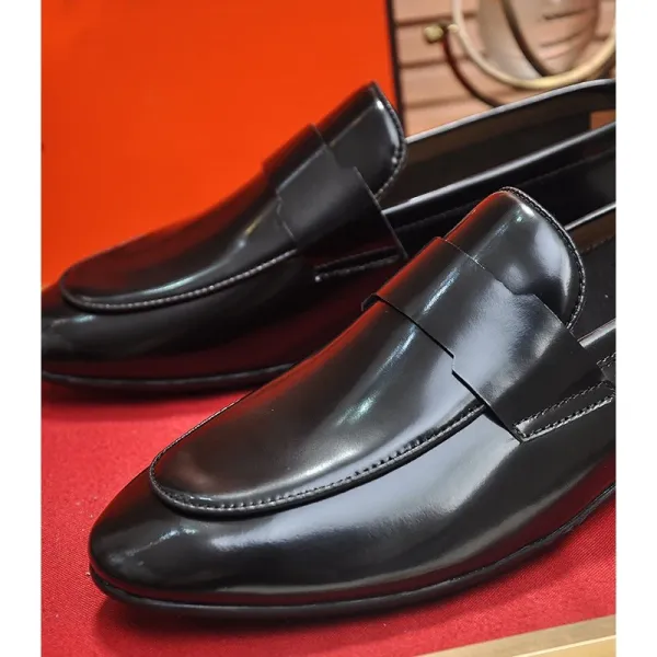Design Classic Penny Loafer Black Leather Loafers Casual Shoes - 1