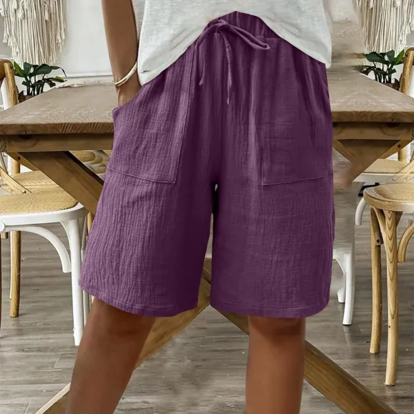Design Wide-Leg Drawstring Shorts Purple - 1