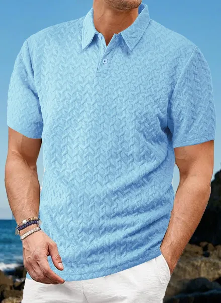 Design Textured Chevron Polo and Shorts Set White - 43