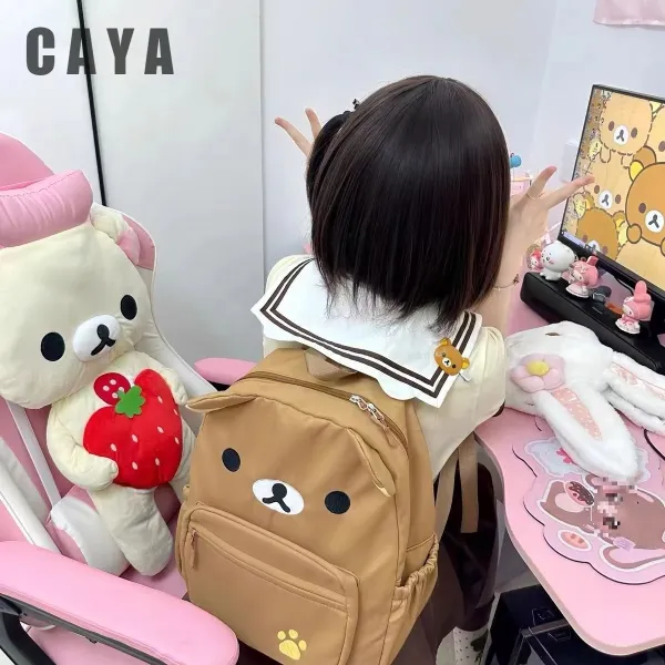 Design Panda Print Backpack White Casual Backpack Mini Backpack - 5