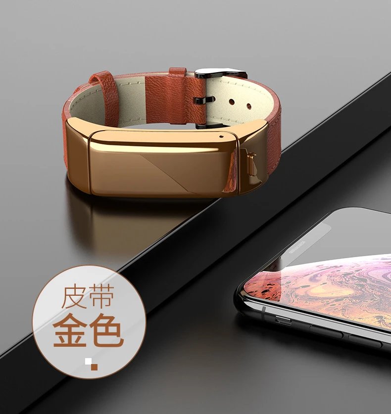 Design Smart Fitness Band Gold Pink Leather Strap Smartwatch - 16