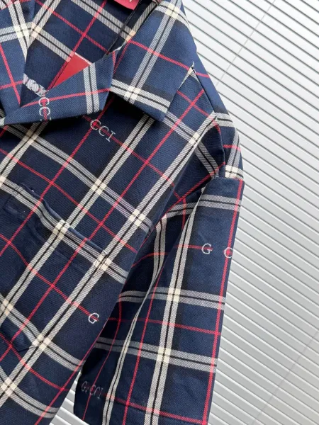 Gucci Plaid Sleep Set Navy and Burgundy Sleepwear - 12