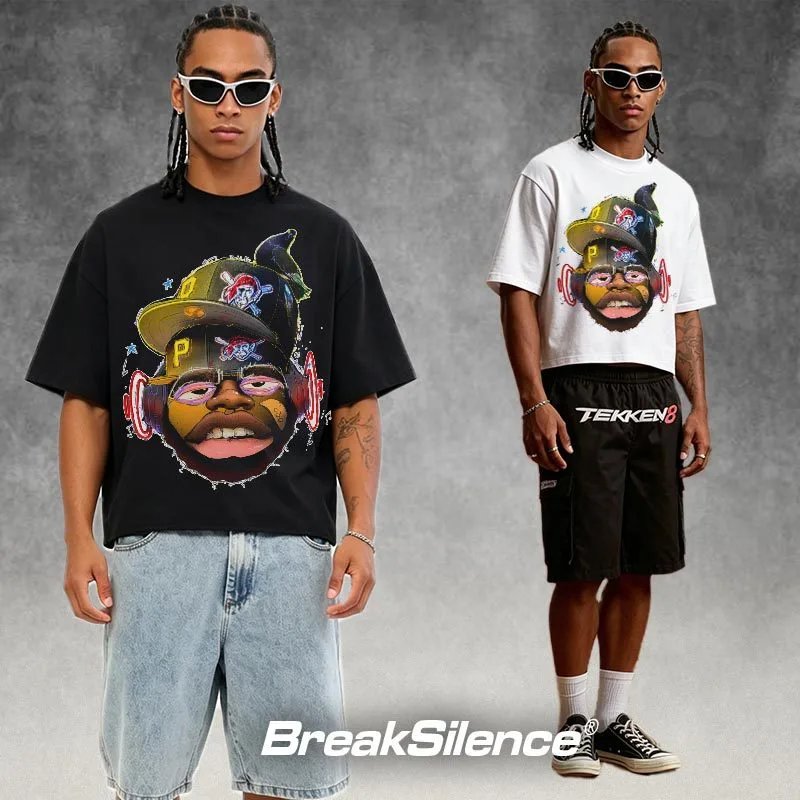 BreakSilence Graphic Print White Black Box Fit T-Shirt