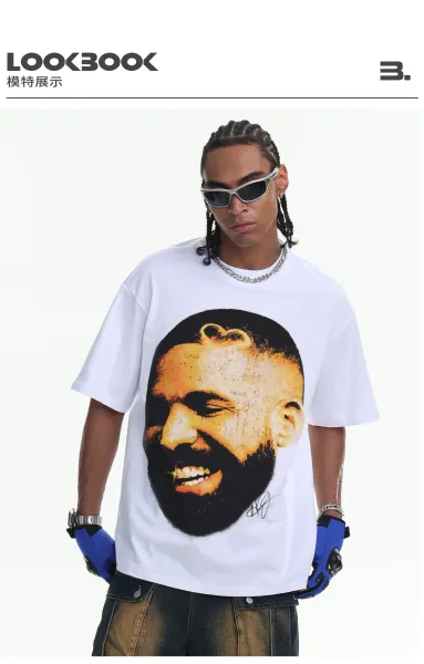 Drake OVO x Design Drake Portrait Graphic T-Shirt White - 16