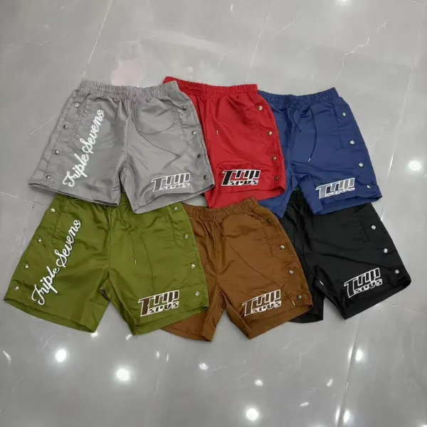 Design Triple Sevens Logo Print Nylon Shorts Gray Shorts - 10