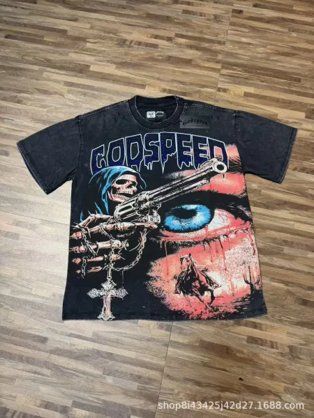 Godspeed Grim Reaper Eye Print Black T-Shirt - 1