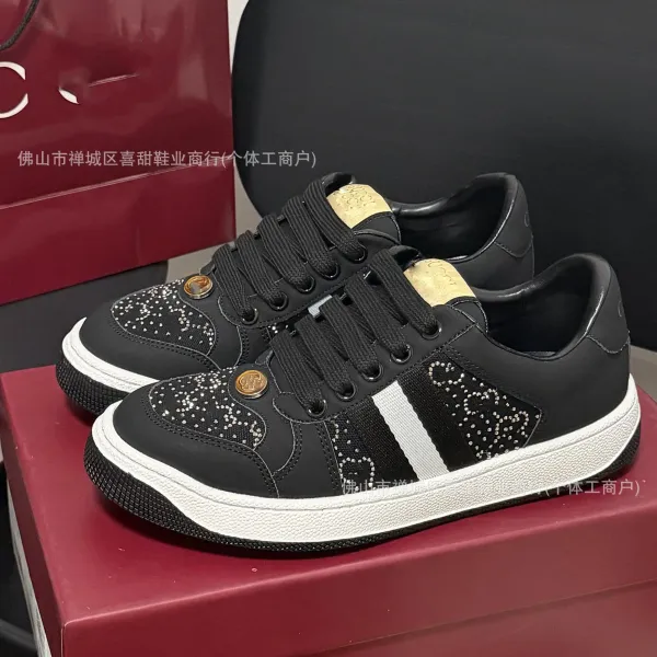Gucci Ace Embellished Mesh Sneakers Black and White - 7