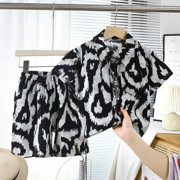 Design DARKWILL Bear Print Short-Sleeve Shirt and Shorts Set Multicolor Sets - 8