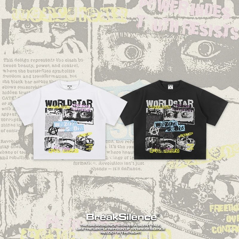BreakSilence WorldStar White Black Graphic Crop T-Shirt