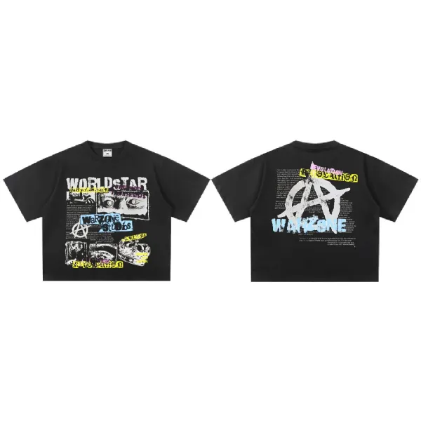 Design Warzone Studios Worldstar Revolution Graphic T-Shirt Black T-Shirts - 1