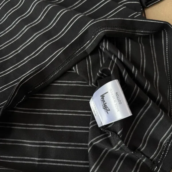 Stussy Striped Henley T-Shirt Black Tops - 19