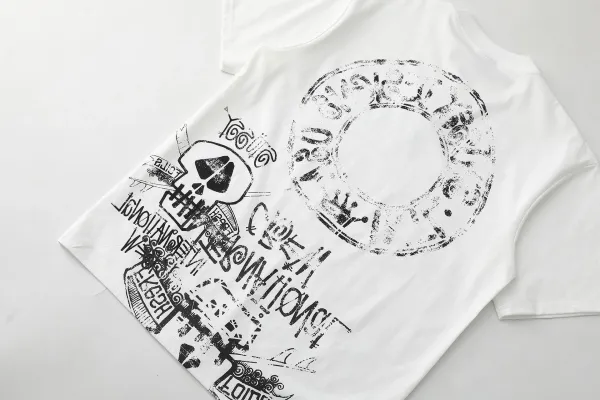 Stussy Skull Graffiti Print White T-Shirt - 6