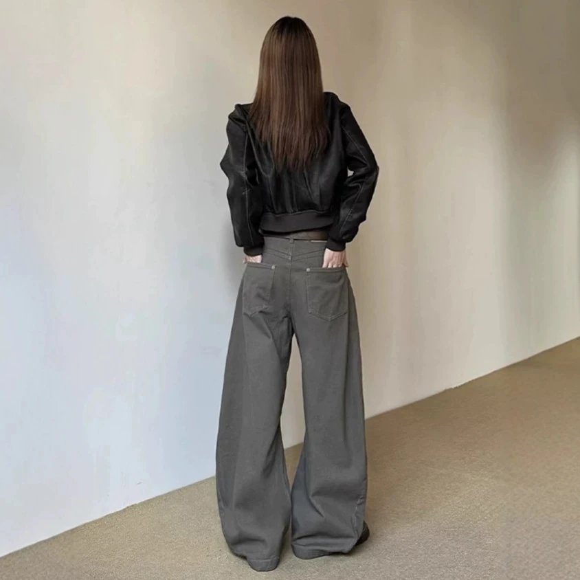 Faux Leather Bomber Jacket Black Cropped Biker Style