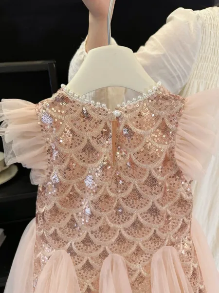 Design Mapplethorpe Pink Pearl-Trimmed Tulle Dress with Bow Accent Dress - 6