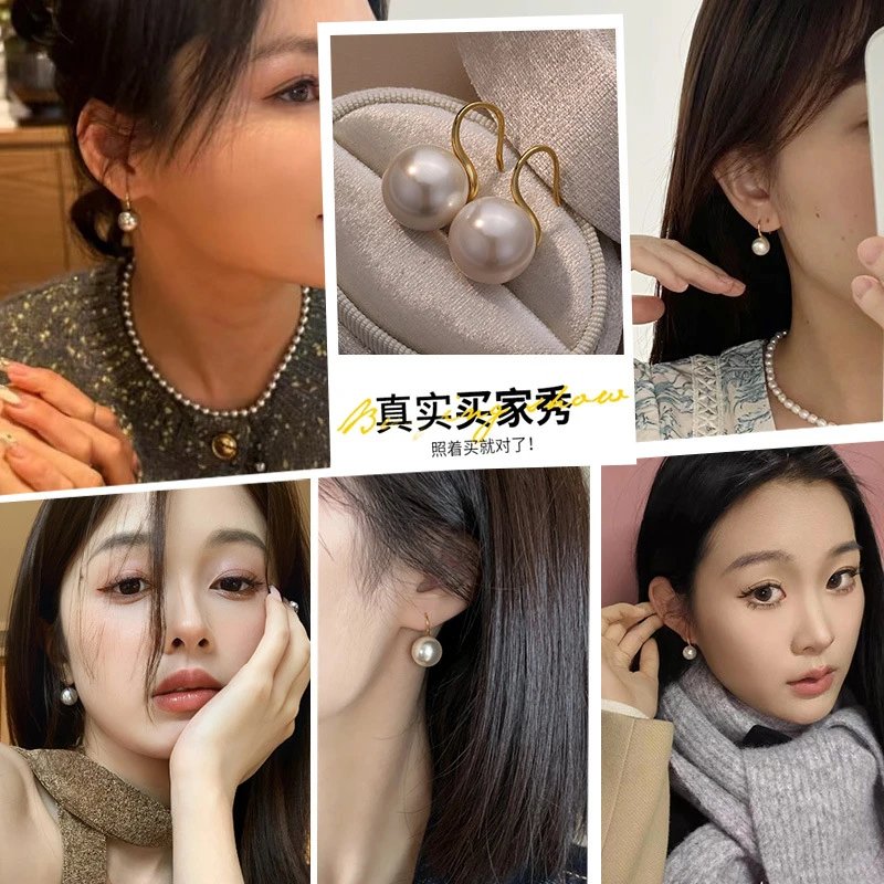 S925 Sterling Silver White Pearl Hook Earrings
