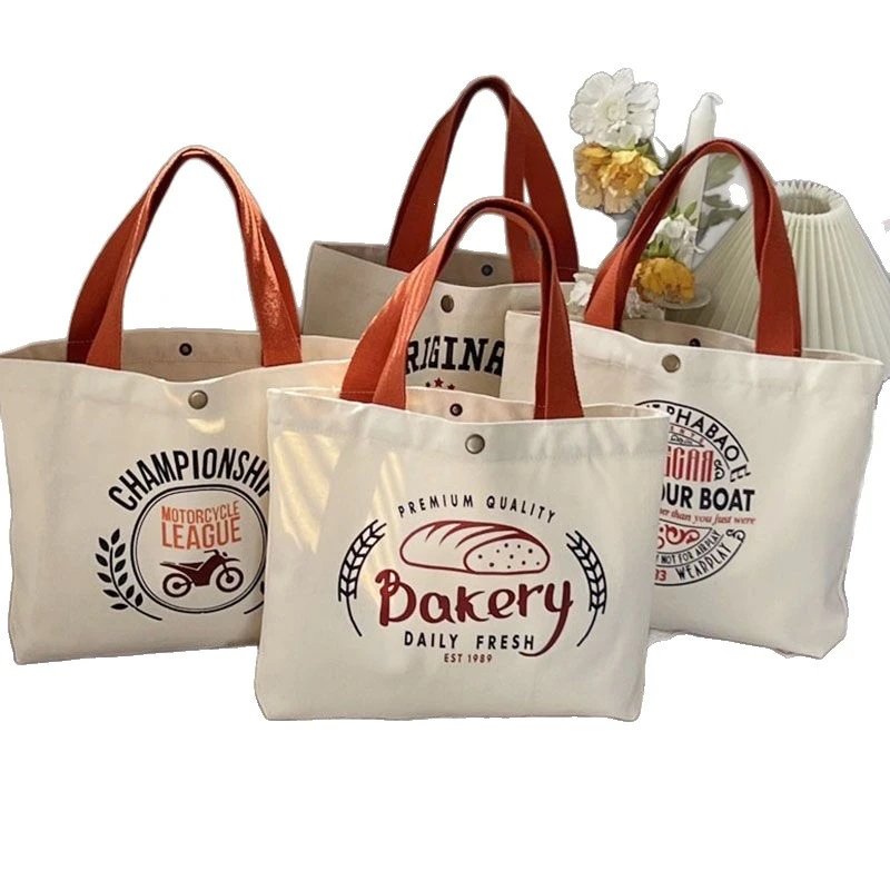 Canvas Bakery Tote Bag Off White Rustic Print