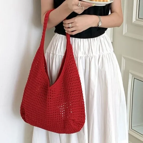 Design Handcrafted Crochet Hobo Bag Red Hobo Bag - 1