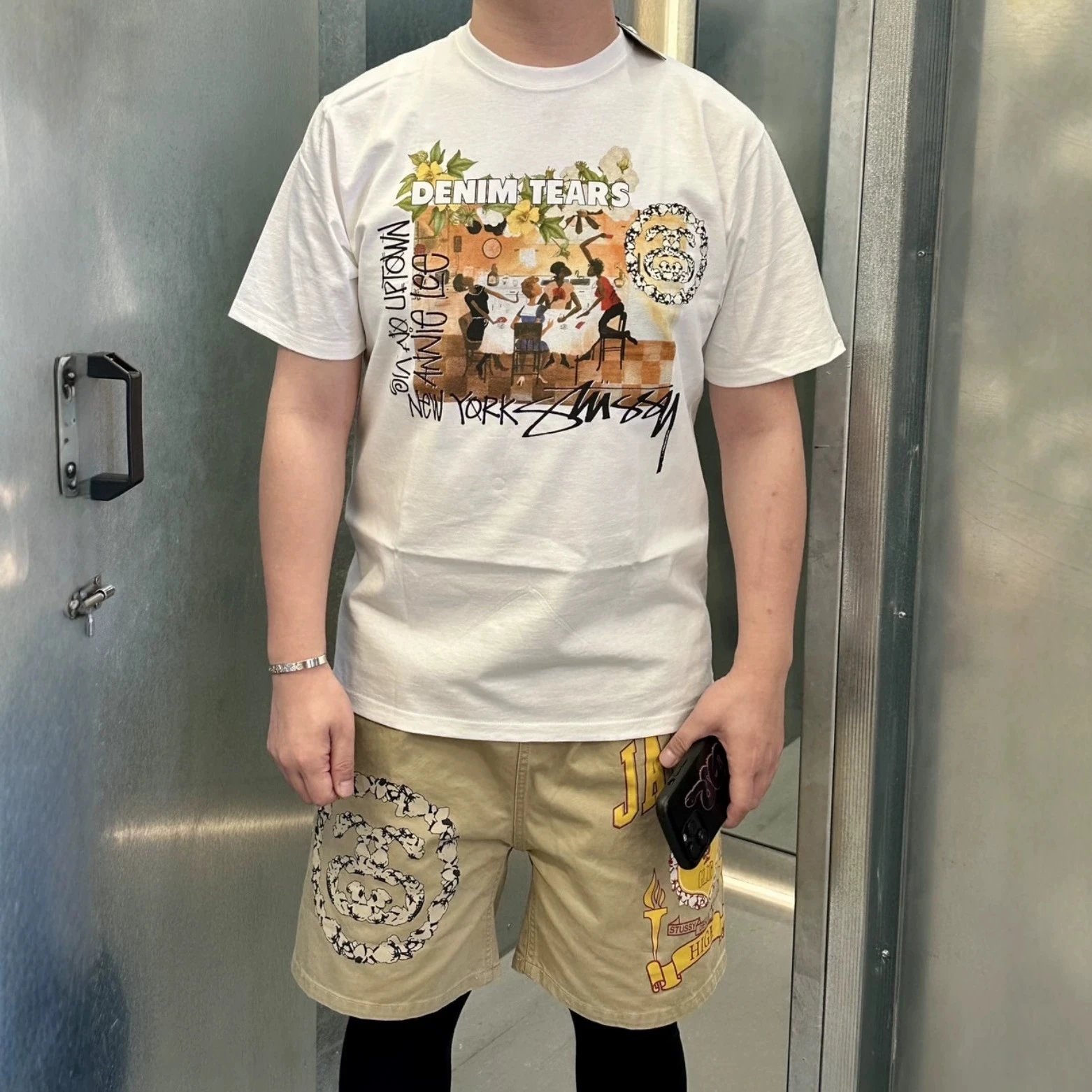 Stussy Jamaica Beige Graphic Print Shorts