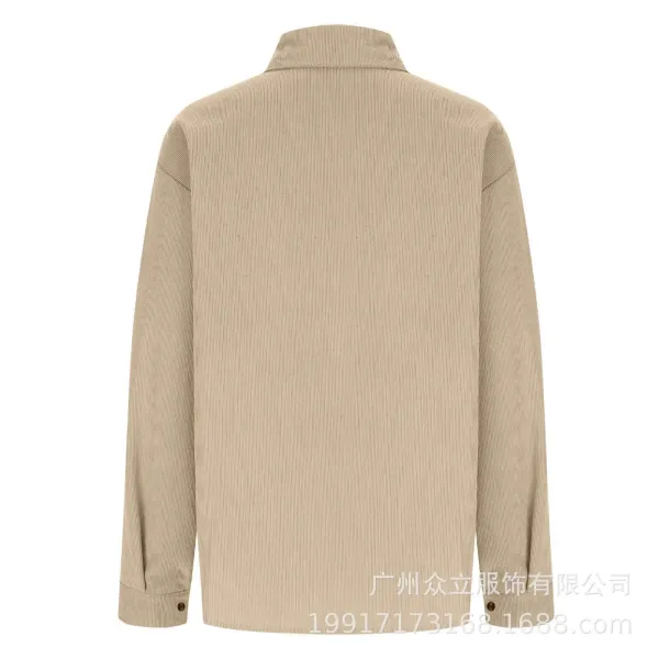 Design Corduroy Button-Up Shirt Forest Green Tops Shirt - 40